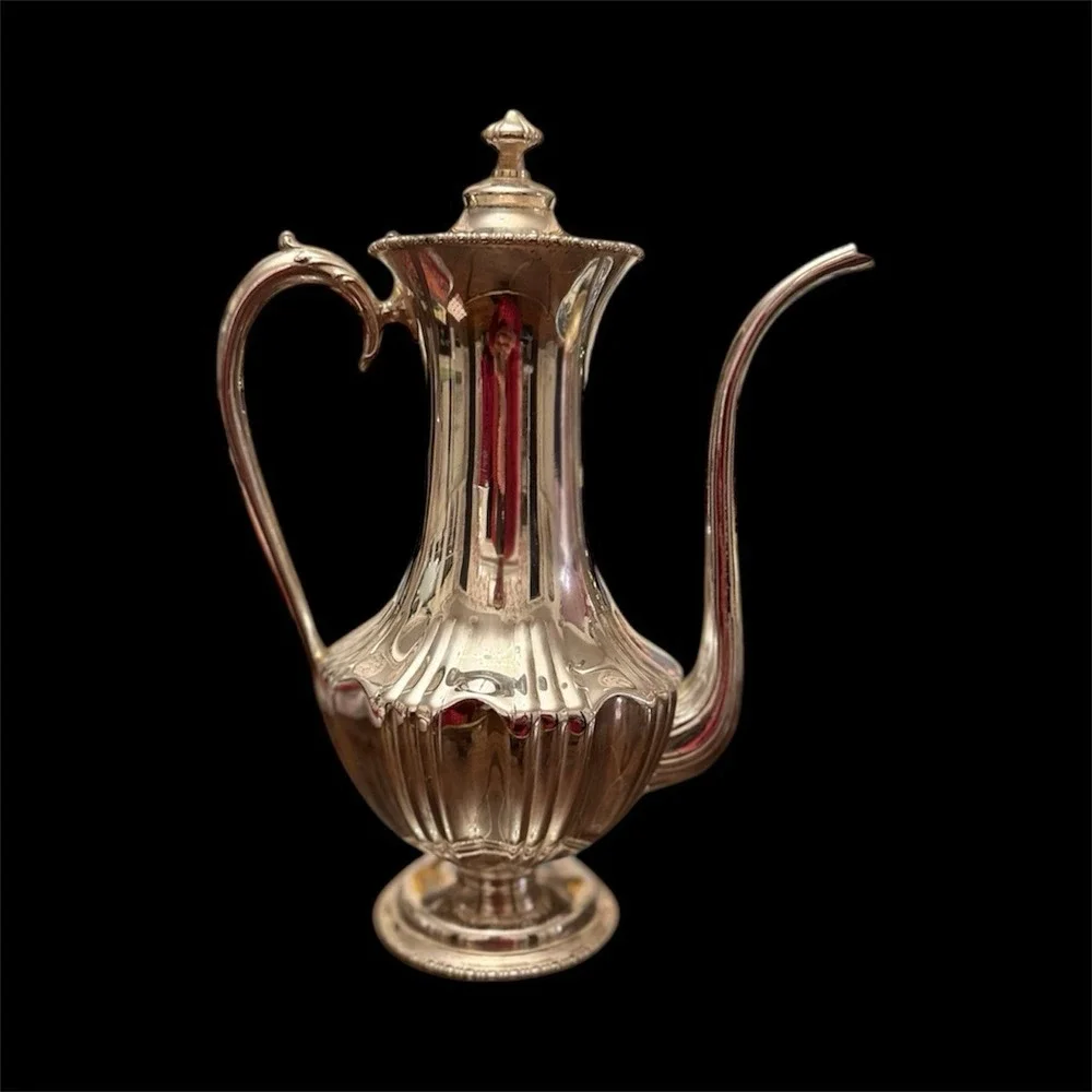 Antique Quadruple Silver Plate Coffee‎ Pot And Creamer C.1890-1910 Edwardian
